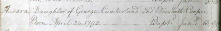 Aurora Cumberland Baptised at St Gregory by St Paul