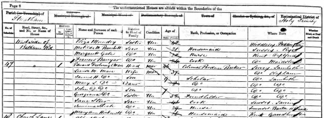 Edward Desborough Man on 1861 Census