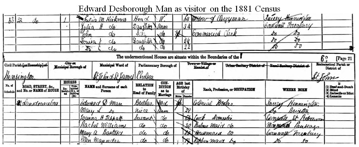 Edward Desborough Man on 1881 Census