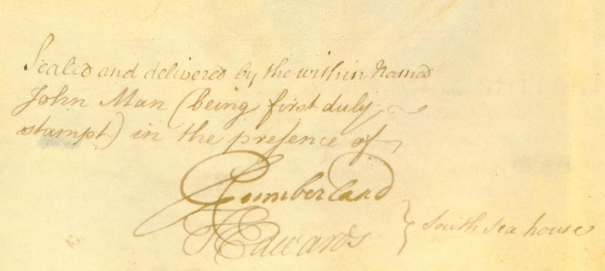 George Cumberland Sealed Signed John man lease