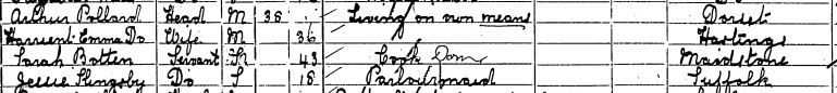 Arthur pollard and Harriet Minnie on the 1901 census