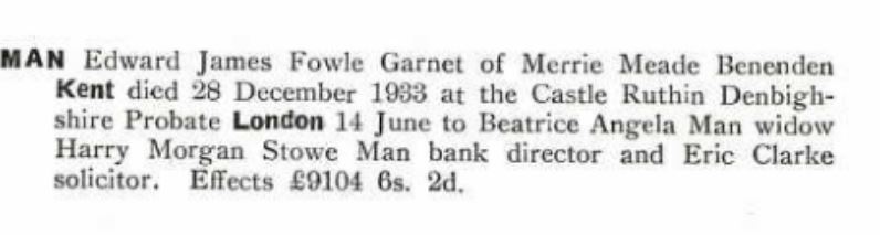 Edward James Gowle Garnet Man Probate