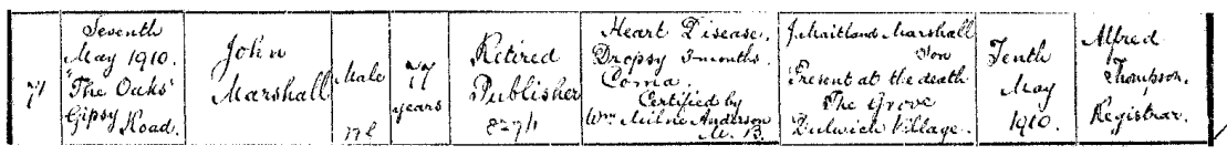 John Marshall's Death Certificate 