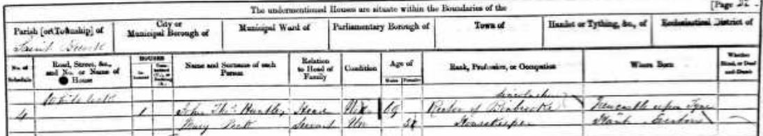 John Thomas Huntley on the 1861 Census