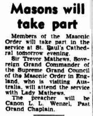 Sir Trevor Matthews Visit to Australia 26 Jan 1952