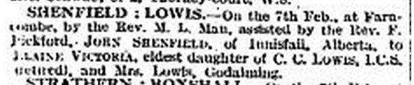 Shenfield - Lowis Marriage in The Times