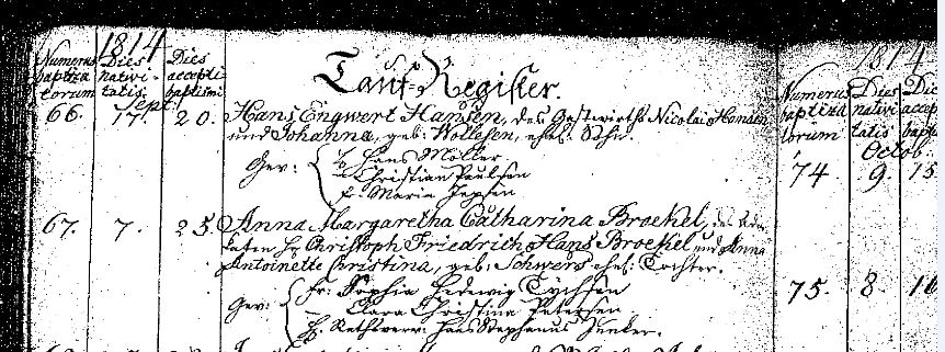 Anna Broekel's Birth Registration 7 September 1814