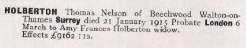 Probate Record of Thomas Nelson Holberton