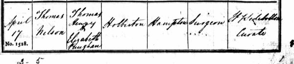 Thomas Nelson Holberton's baptism on 17 April 1833