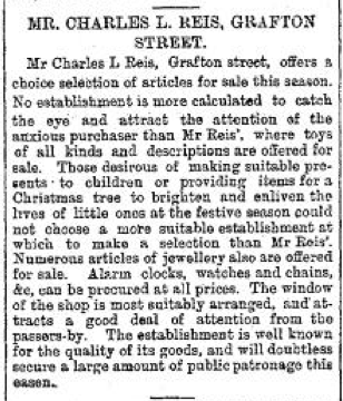 Charles Reis Ad Dec 18 1893 Freeman's Journal