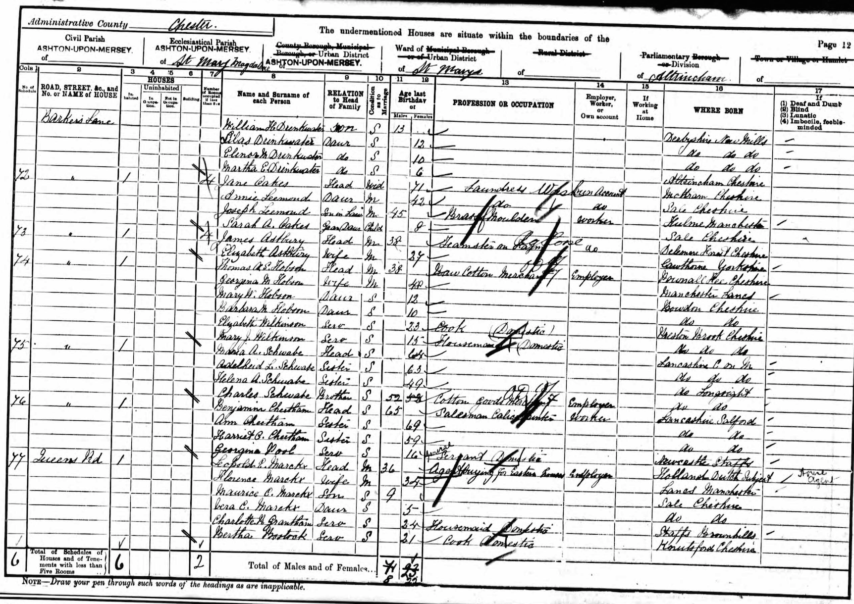 Adelheid Schwabe and Family on 1901 Census