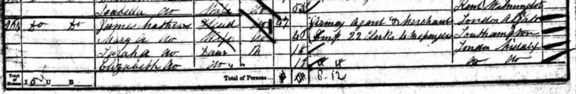First page of James Matthews Teague on 1851 census
