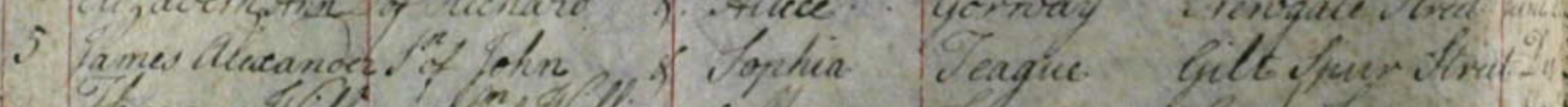 James Alexander Teague Baptism at St Sepulcher, 5 January 1812