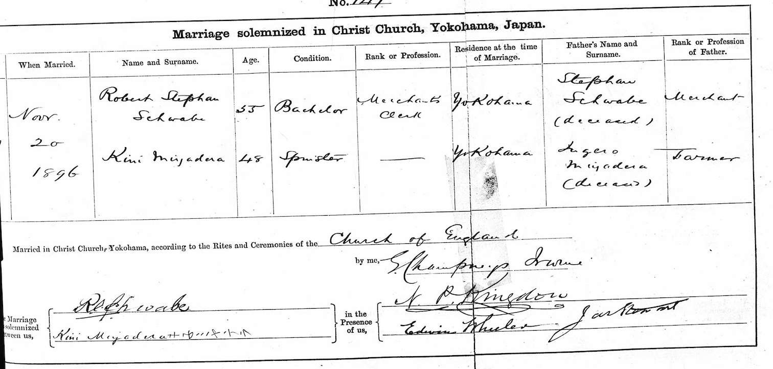 Robert Stephen Schwabe Marriage 20 Nov 1896