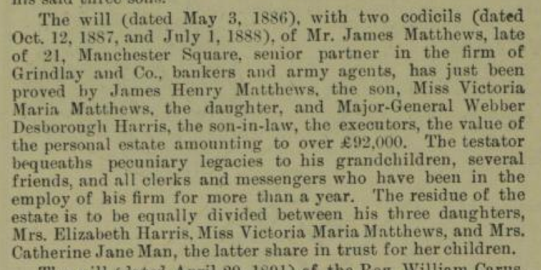 Will of James Matthews Oct 24 1891