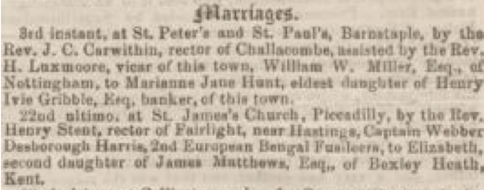 marriage of Elizabth Matthews Mar 3 1859