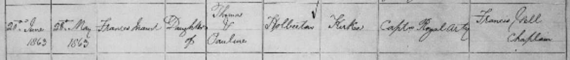 Frances Maud Holberton Baptism 1863