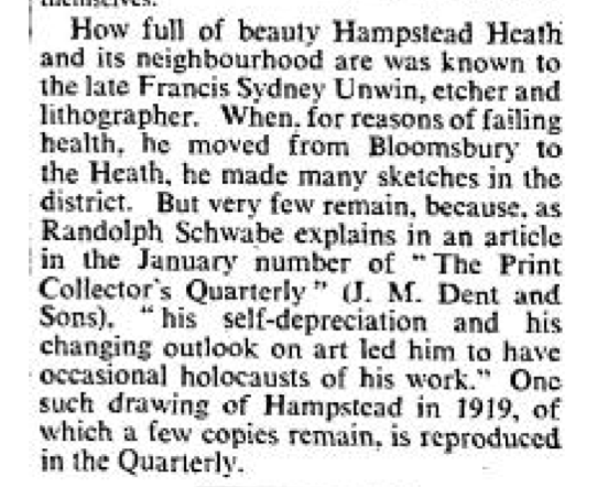 Unwin Mention The Times 29 December 1933
