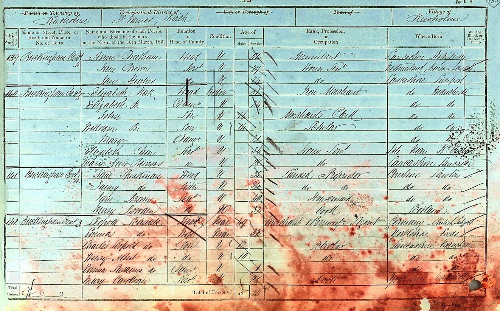 Leopold Schwabe on 1851 Census