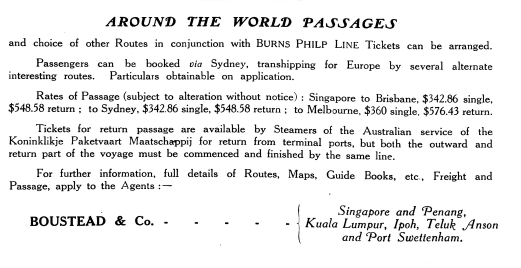Travel Pamphlet with Boustead ad 1921