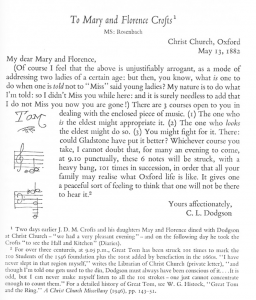 Carroll Letter to Crofts 13 May 1882