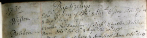 Martha Balchen Baptism 1730