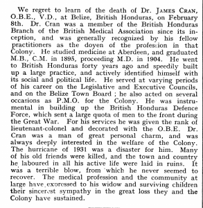 James Cran MD Obit