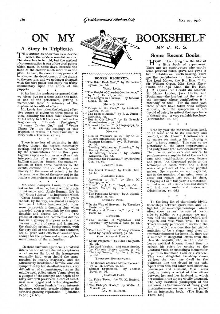 CC Lowis Review of Green Sandals 22 May 1926_Page_1