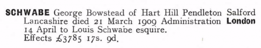 George Bowstead Schwabe Probate