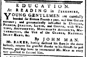 John Man Advertisement March 22 1779