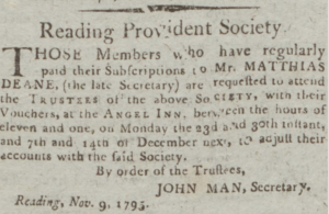 John Man Secretary November 16 1795