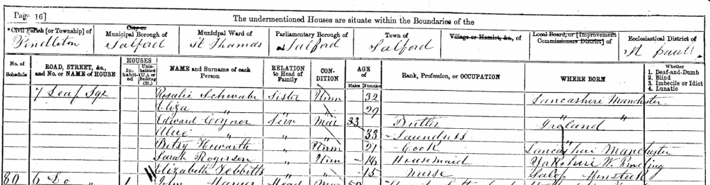 Louis Schwabe II on 1871 census page 2