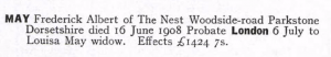 Frederick Albert May Probate