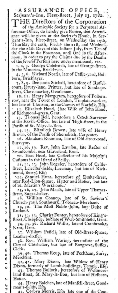 Henry Balchen July 17 1780