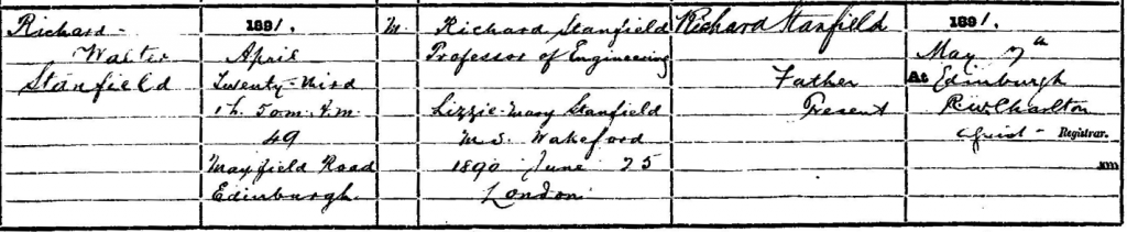 Richard Stanfield Birth