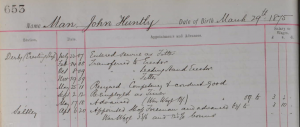John Huntley Man Railway Employmet Record