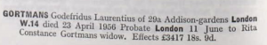 Godefridus Gortmans Probate