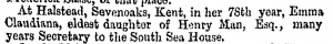 Emma Claudiana Man Death Notice