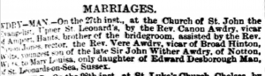 Mary Louisa Man Marriage October 30 1891