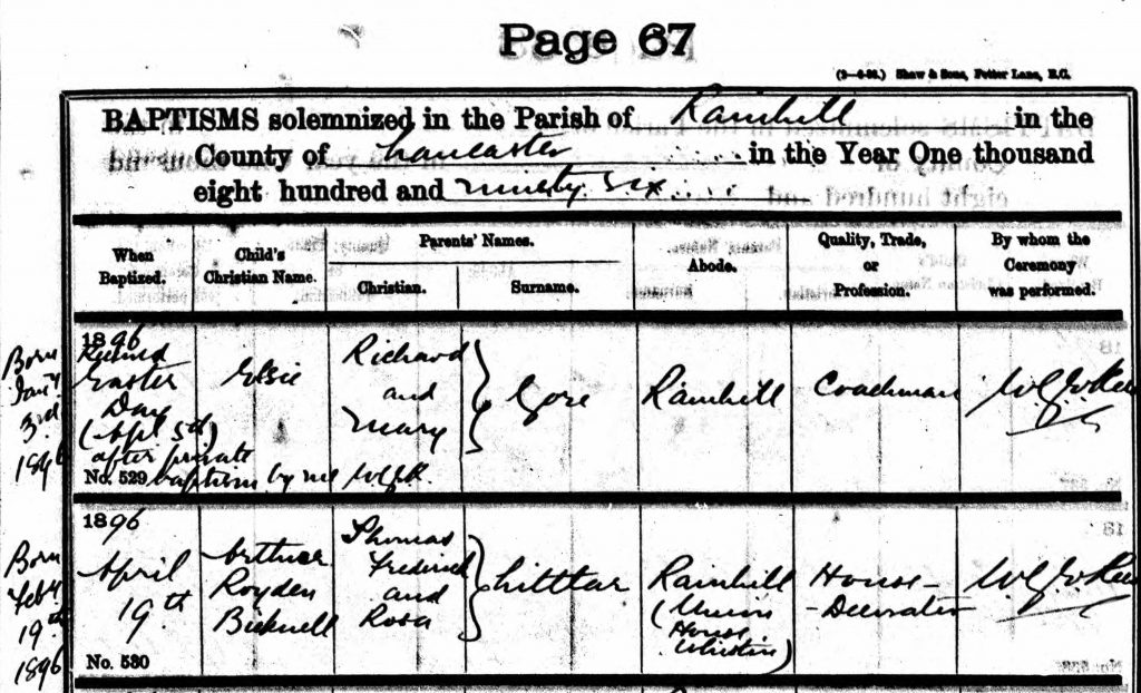 Arthur Royden Bicknell Littlar Baptism